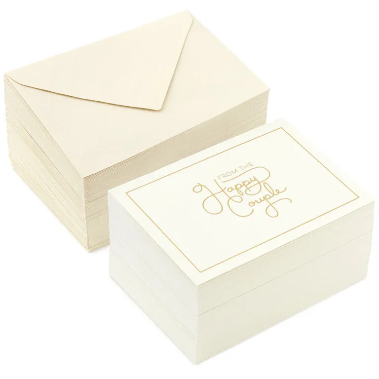 Hallmark Bulk Ivory And Gold Blank Wedding Thank-You Notes, Box Of 100 1 Hallmark Bulk Ivory And Gold Blank Wedding Thank-You Notes, Box Of 100