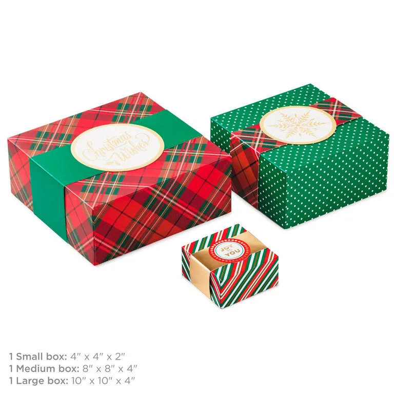 Hallmark Joy To You 3-Pack Christmas Gift Boxes, Assorted Sizes And Designs 4 Hallmark Joy To You 3-Pack Christmas Gift Boxes, Assorted Sizes And Designs - Image 4