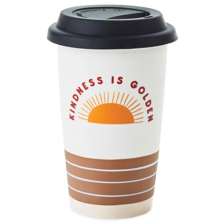 Hallmark Kindness Is Golden Ceramic Travel Mug, 9 Oz. 1 Hallmark Kindness Is Golden Ceramic Travel Mug, 9 Oz.