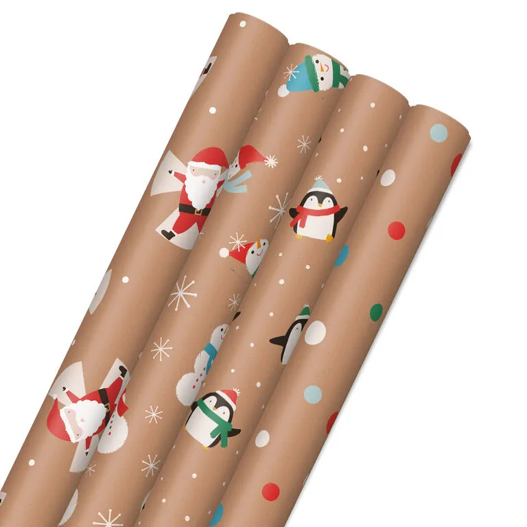 Hallmark Kraft Assorted 4-Pack Christmas Wrapping Paper, 88 Sq. Ft. 1 Hallmark Kraft Assorted 4-Pack Christmas Wrapping Paper, 88 Sq. Ft.