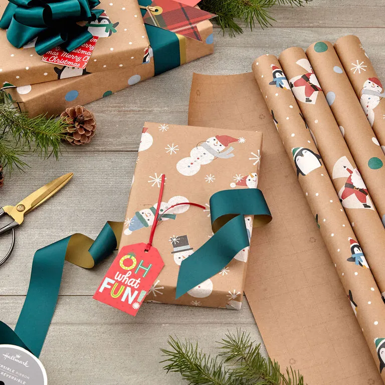 Hallmark Kraft Assorted 4-Pack Christmas Wrapping Paper, 88 Sq. Ft. 2 Hallmark Kraft Assorted 4-Pack Christmas Wrapping Paper, 88 Sq. Ft. - Image 2