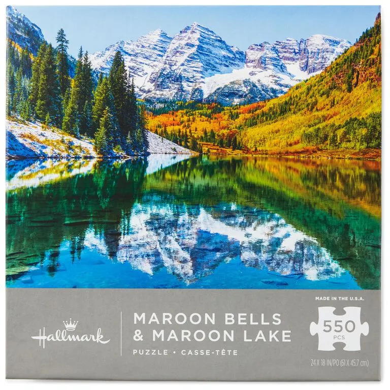 Hallmark Maroon Bells And Maroon Lake Mountain Scene 550-Piece Puzzle 1 Hallmark Maroon Bells And Maroon Lake Mountain Scene 550-Piece Puzzle