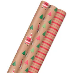Hallmark Merry Kraft Prints 3-Pack Christmas Wrapping Paper, 90 Sq. Ft.