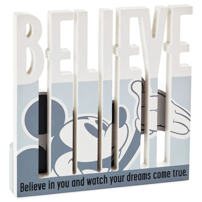 Hallmark Disney Mickey Mouse Believe Wood Quote Sign, 6x6 1 Hallmark Disney Mickey Mouse Believe Wood Quote Sign, 6x6
