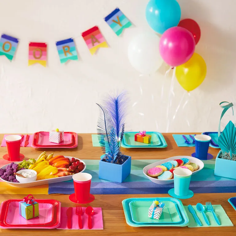 Hallmark Color Pop 96-Piece Tableware Basics Party Kit, Sea Green And Aqua 2 Hallmark Color Pop 96-Piece Tableware Basics Party Kit, Sea Green And Aqua - Image 2