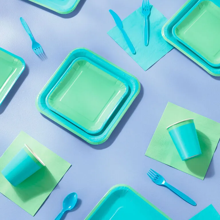Hallmark Color Pop 96-Piece Tableware Basics Party Kit, Sea Green And Aqua 3 Hallmark Color Pop 96-Piece Tableware Basics Party Kit, Sea Green And Aqua - Image 3