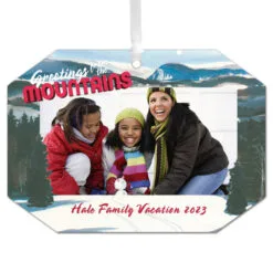 Hallmark Mountain Vacation Personalized Text And Photo Metal Ornament