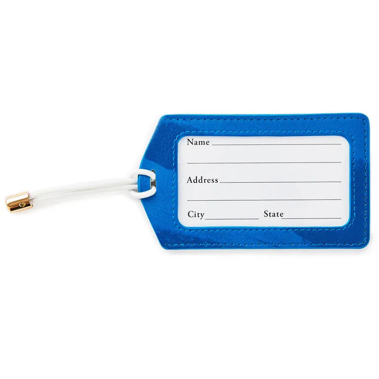 Hallmark Mr. Blue Faux Leather Luggage Tag 2 Hallmark Mr. Blue Faux Leather Luggage Tag - Image 2