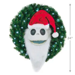 Hallmark Disney Tim Burton's The Nightmare Before Christmas Jack Skellington Wreath With Light, Sound And Motion, 24" 8 Hallmark Disney Tim Burton's The Nightmare Before Christmas Jack Skellington Wreath With Light, Sound And Motion, 24" -Hot Sale Hallmark Store Nightmare Before Christmas Jack Skellington Talking Wreath 1QFM3343 03