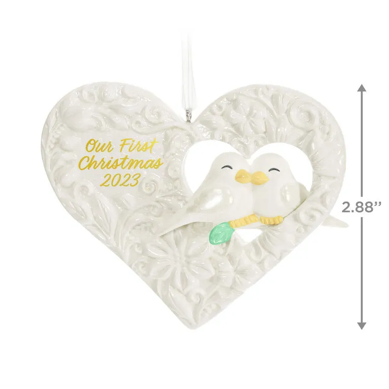 Hallmark Our First Christmas Birds In Heart 2023 Porcelain Ornament 3 Hallmark Our First Christmas Birds In Heart 2023 Porcelain Ornament - Image 3
