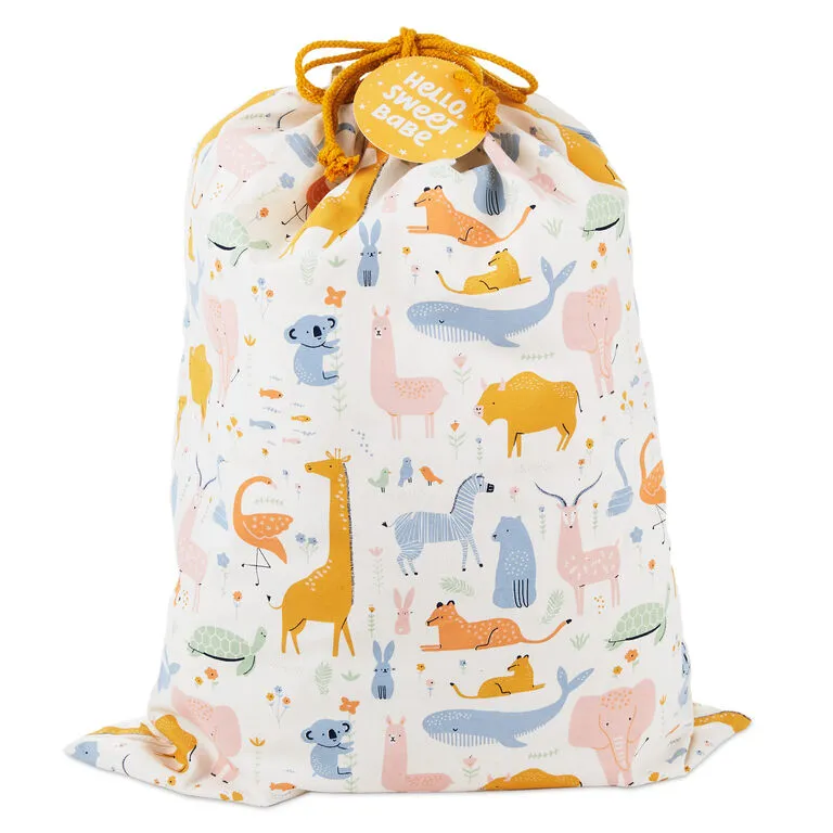 Hallmark 28" Pastel Animals Large Fabric Gift Bag With Tag 1 Hallmark 28" Pastel Animals Large Fabric Gift Bag With Tag