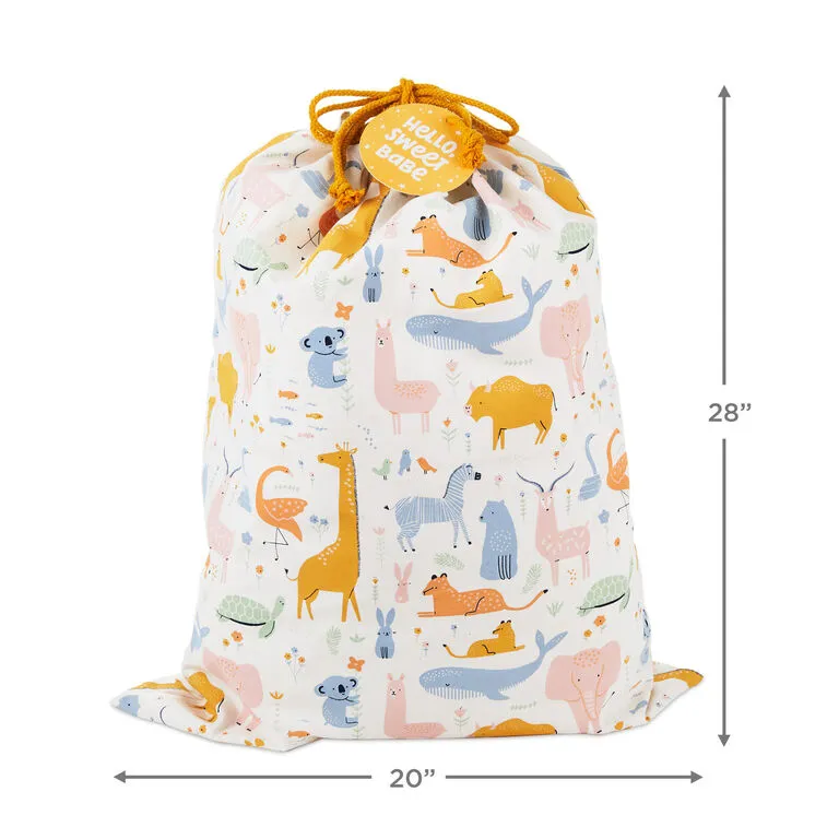 Hallmark 28" Pastel Animals Large Fabric Gift Bag With Tag 2 Hallmark 28" Pastel Animals Large Fabric Gift Bag With Tag - Image 2
