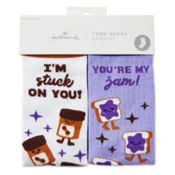 Hallmark Peanut Butter And Jelly Better Together Funny Crew Socks 3 Hallmark Peanut Butter And Jelly Better Together Funny Crew Socks -Hot Sale Hallmark Store Peanut Butter and Jelly Novelty Crew Socks 1SOX2093 02