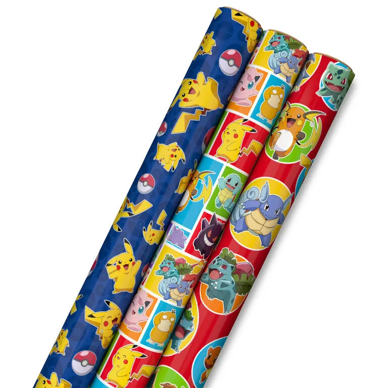Hallmark Assorted Pokémon Wrapping Paper 3-Pack, 60 Sq. Ft. 1 Hallmark Assorted Pokémon Wrapping Paper 3-Pack, 60 Sq. Ft.