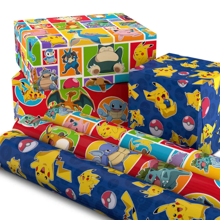 Hallmark Assorted Pokémon Wrapping Paper 3-Pack, 60 Sq. Ft. 2 Hallmark Assorted Pokémon Wrapping Paper 3-Pack, 60 Sq. Ft. - Image 2