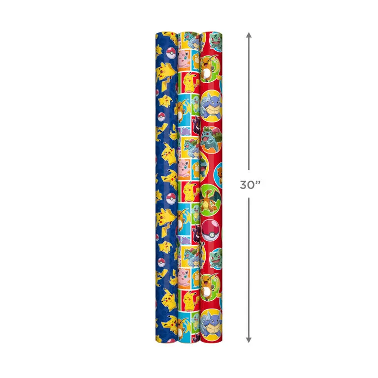 Hallmark Assorted Pokémon Wrapping Paper 3-Pack, 60 Sq. Ft. 9 Hallmark Assorted Pokémon Wrapping Paper 3-Pack, 60 Sq. Ft. - Image 9