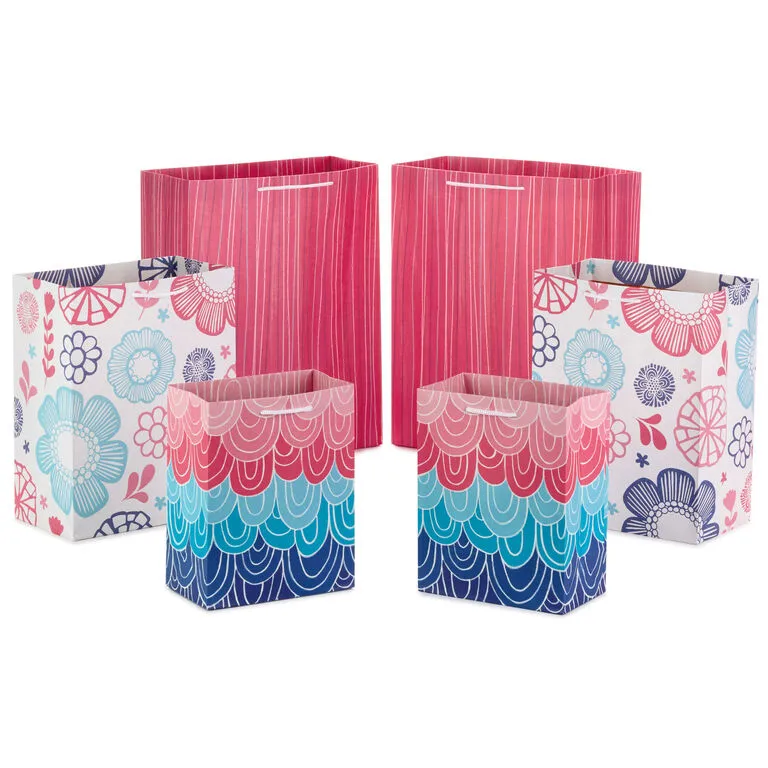 Hallmark Pretty Patterns Assorted Sizes 6-Pack Gift Bags 1 Hallmark Pretty Patterns Assorted Sizes 6-Pack Gift Bags