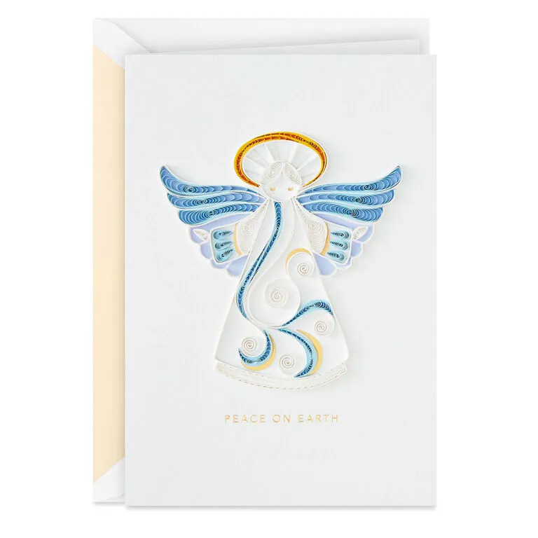 Hallmark Peace On Earth Angel Quilled Paper Handmade Christmas Card 1 Hallmark Peace On Earth Angel Quilled Paper Handmade Christmas Card