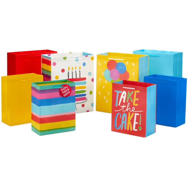 Hallmark Birthday Rainbow 8-Pack Gift Bags, Assorted Sizes And Designs 1 Hallmark Birthday Rainbow 8-Pack Gift Bags, Assorted Sizes And Designs