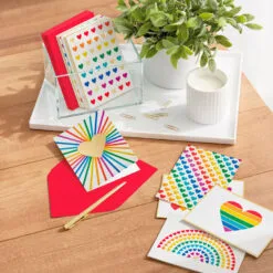 Hallmark Rainbow Hearts Boxed Blank Notes Assortment, Pack Of 24 9 Hallmark Rainbow Hearts Boxed Blank Notes Assortment, Pack Of 24 -Hot Sale Hallmark Store Rainbow Hearts Assorted Boxed Blank Note Cards 5STZ1178 05