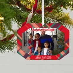 Hallmark Red Plaid Personalized Text And Photo Metal Ornament 4 Hallmark Red Plaid Personalized Text And Photo Metal Ornament -Hot Sale Hallmark Store Red Plaid Personalized Christmas Ornament 1OFM1001B1 02