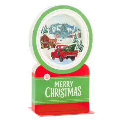 Hallmark Red Truck Snow Globe Musical 3D Pop-Up Christmas Card With Motion -Hot Sale Hallmark Store Red Truck Snowglobe 3D PopUp Music Motion Christmas Card 1299XOD9992 03