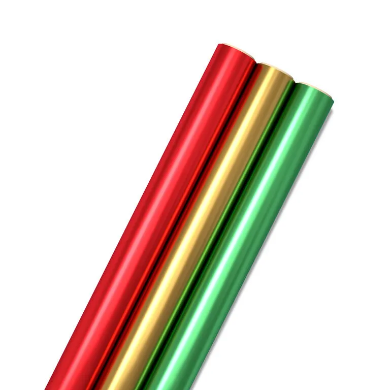 Hallmark Red, Green, Gold Foil 3-Pack Christmas Wrapping Paper, 60 Sq. Ft. 1 Hallmark Red, Green, Gold Foil 3-Pack Christmas Wrapping Paper, 60 Sq. Ft.