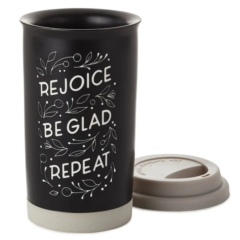 Hallmark Rejoice Repeat Ceramic Travel Mug, 12 Oz. 3 Hallmark Rejoice Repeat Ceramic Travel Mug, 12 Oz. - Image 3