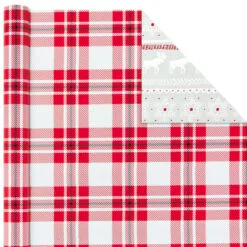 Hallmark Rustic Winter 3-Pack Reversible Metallic Christmas Wrapping Paper, 120 Sq. Ft. -Hot Sale Hallmark Store Rustic Winter Reversible Christmas Wrapping Paper 5JXW1034 05