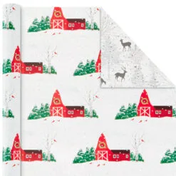 Hallmark Rustic Winter 3-Pack Reversible Metallic Christmas Wrapping Paper, 120 Sq. Ft. -Hot Sale Hallmark Store Rustic Winter Reversible Christmas Wrapping Paper 5JXW1034 06