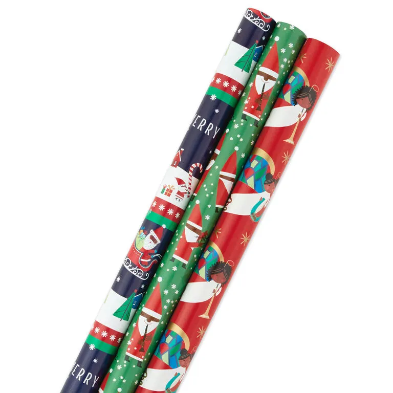 Hallmark Santa Fun 3-Pack Christmas Wrapping Paper Assortment, 120 Sq. Ft. 1 Hallmark Santa Fun 3-Pack Christmas Wrapping Paper Assortment, 120 Sq. Ft.