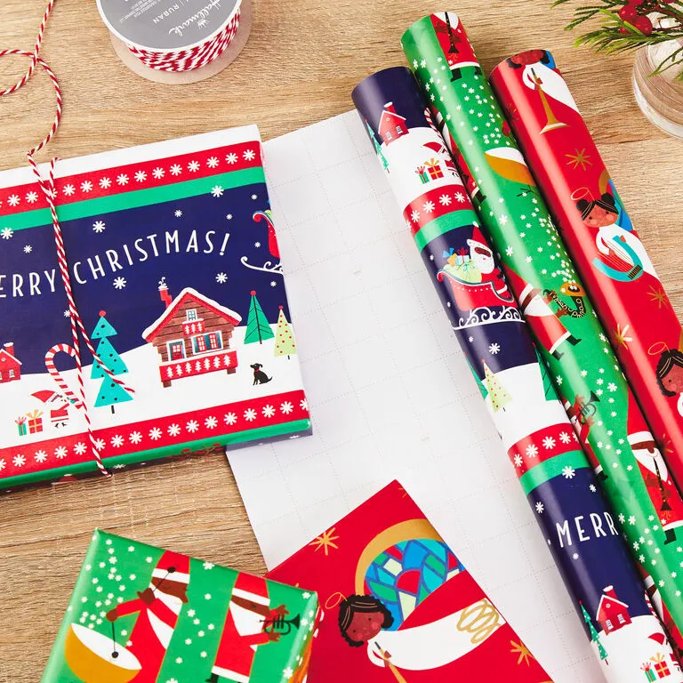 Hallmark Santa Fun 3-Pack Christmas Wrapping Paper Assortment, 120 Sq. Ft. 2 Hallmark Santa Fun 3-Pack Christmas Wrapping Paper Assortment, 120 Sq. Ft. - Image 2
