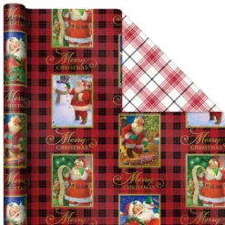 Hallmark Christmas Classics 3-Pack Reversible Wrapping Paper Assortment, 120 Sq. Ft. 9 Hallmark Christmas Classics 3-Pack Reversible Wrapping Paper Assortment, 120 Sq. Ft. -Hot Sale Hallmark Store Santa and Plaids Assorted Reversible Gift Wrap 5JXW1070 04