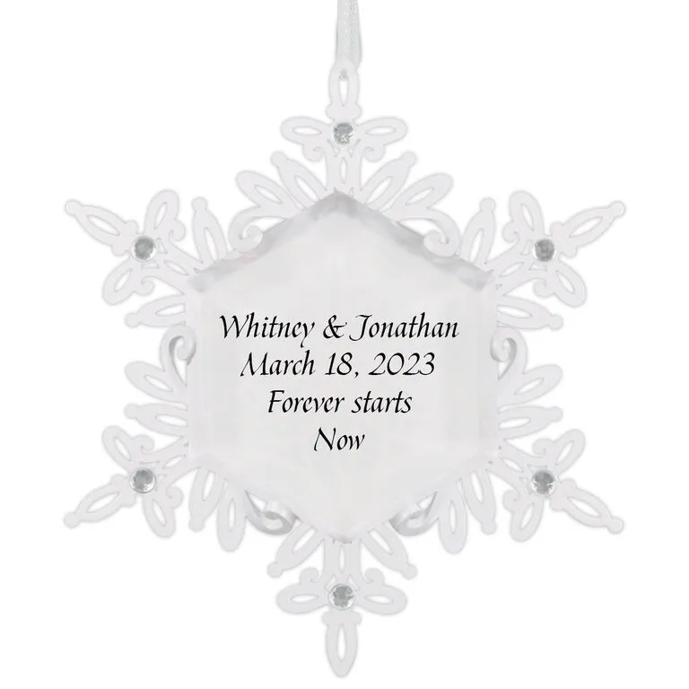 Hallmark Sparkling Snowflake Text Personalized Metal Ornament 1 Hallmark Sparkling Snowflake Text Personalized Metal Ornament