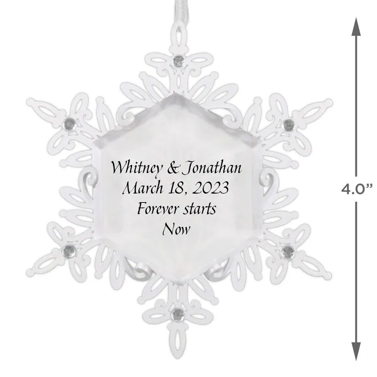 Hallmark Sparkling Snowflake Text Personalized Metal Ornament 3 Hallmark Sparkling Snowflake Text Personalized Metal Ornament - Image 3