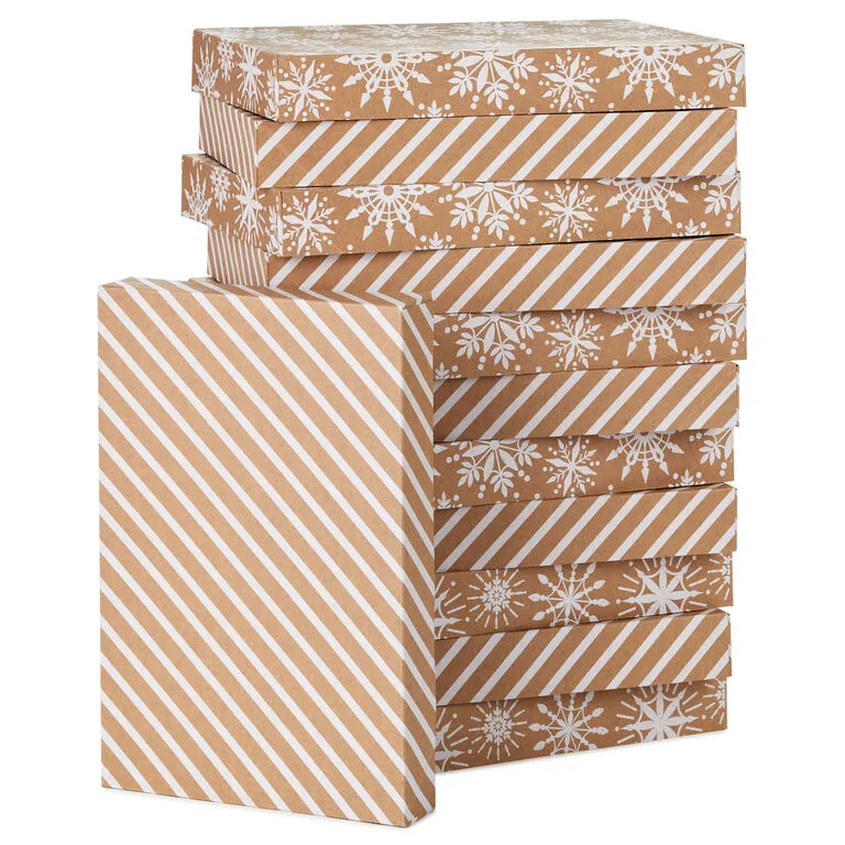 Hallmark Snowflakes And Stripes 12-Pack Designed Brown Shirt Boxes 1 Hallmark Snowflakes And Stripes 12-Pack Designed Brown Shirt Boxes
