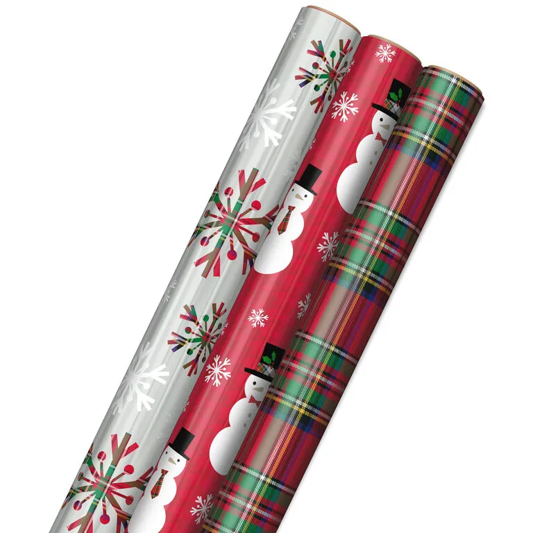 Hallmark Snow Merry 3-Pack Foil Christmas Wrapping Paper Assortment, 60 Sq. Ft. 1 Hallmark Snow Merry 3-Pack Foil Christmas Wrapping Paper Assortment, 60 Sq. Ft.