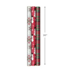 Hallmark Snow Merry 3-Pack Foil Christmas Wrapping Paper Assortment, 60 Sq. Ft. 10 Hallmark Snow Merry 3-Pack Foil Christmas Wrapping Paper Assortment, 60 Sq. Ft. -Hot Sale Hallmark Store Snowmen and Plaid Foil Christmas Wrapping Paper 5JXW1061 04