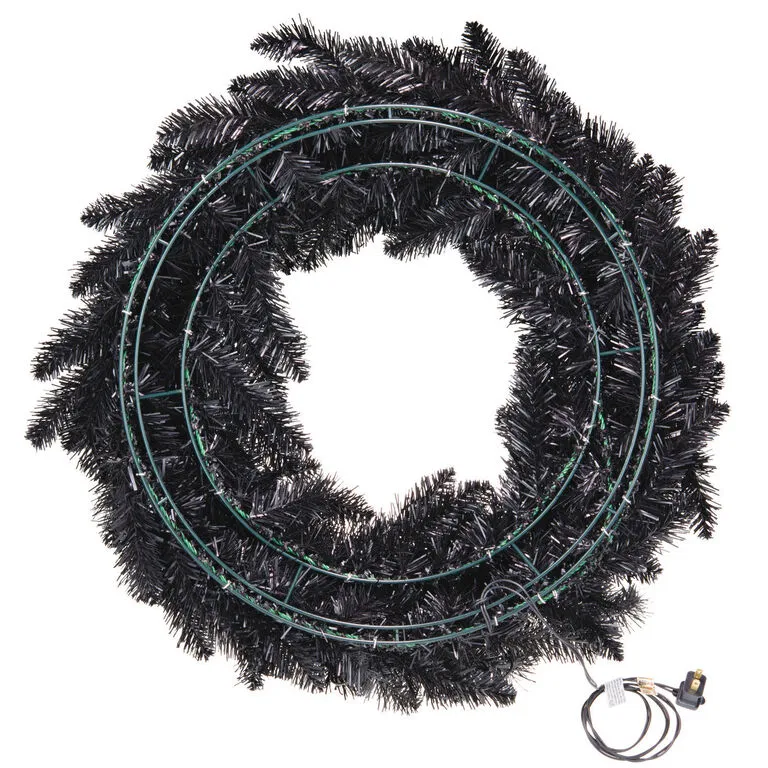 Hallmark Black Pre-Lit Wreath, 30" 3 Hallmark Black Pre-Lit Wreath, 30" - Image 3
