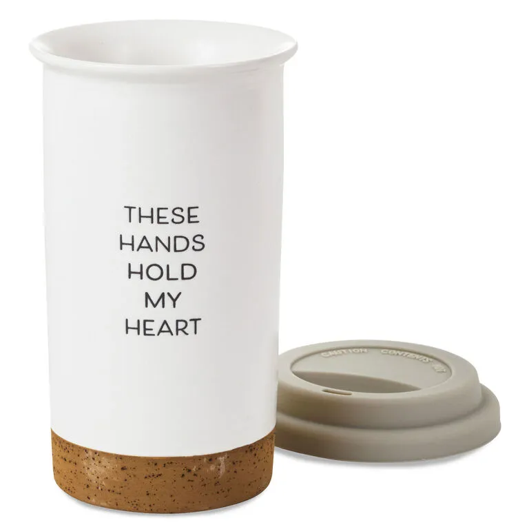Hallmark These Hands Hold My Heart Ceramic Travel Mug, 12.5 Oz. 4 Hallmark These Hands Hold My Heart Ceramic Travel Mug, 12.5 Oz. - Image 4