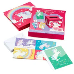 Hallmark Colorful Unicorn Classroom Valentines Set With Light-Up, Musical Mailbox -Hot Sale Hallmark Store Unicorn Kids Classroom Exchange Valentines and Box 5VBX2959 05