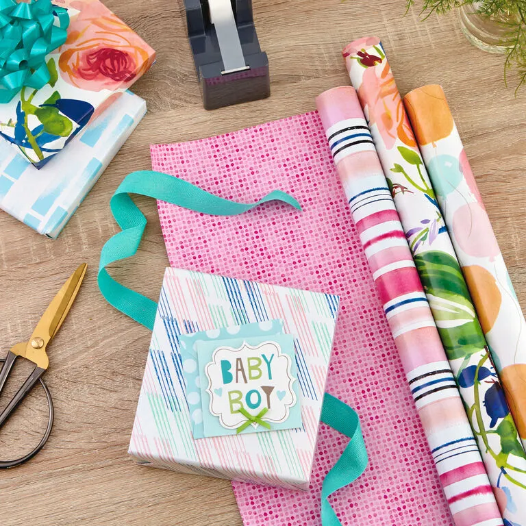 Hallmark Watercolor Tones 3-Pack Reversible Wrapping Paper, 75 Sq. Ft. Total 2 Hallmark Watercolor Tones 3-Pack Reversible Wrapping Paper, 75 Sq. Ft. Total - Image 2