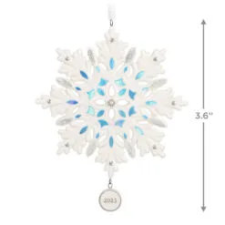 Hallmark Snowflake 2023 Porcelain Ornament 8 Hallmark Snowflake 2023 Porcelain Ornament -Hot Sale Hallmark Store White Blue and Silver Snowflake Keepsake Ornament 1999QGO2957 03