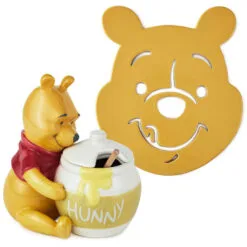 Hallmark Disney Winnie The Pooh Ceramic Honey Pot With Serving Wand, Set Of 2